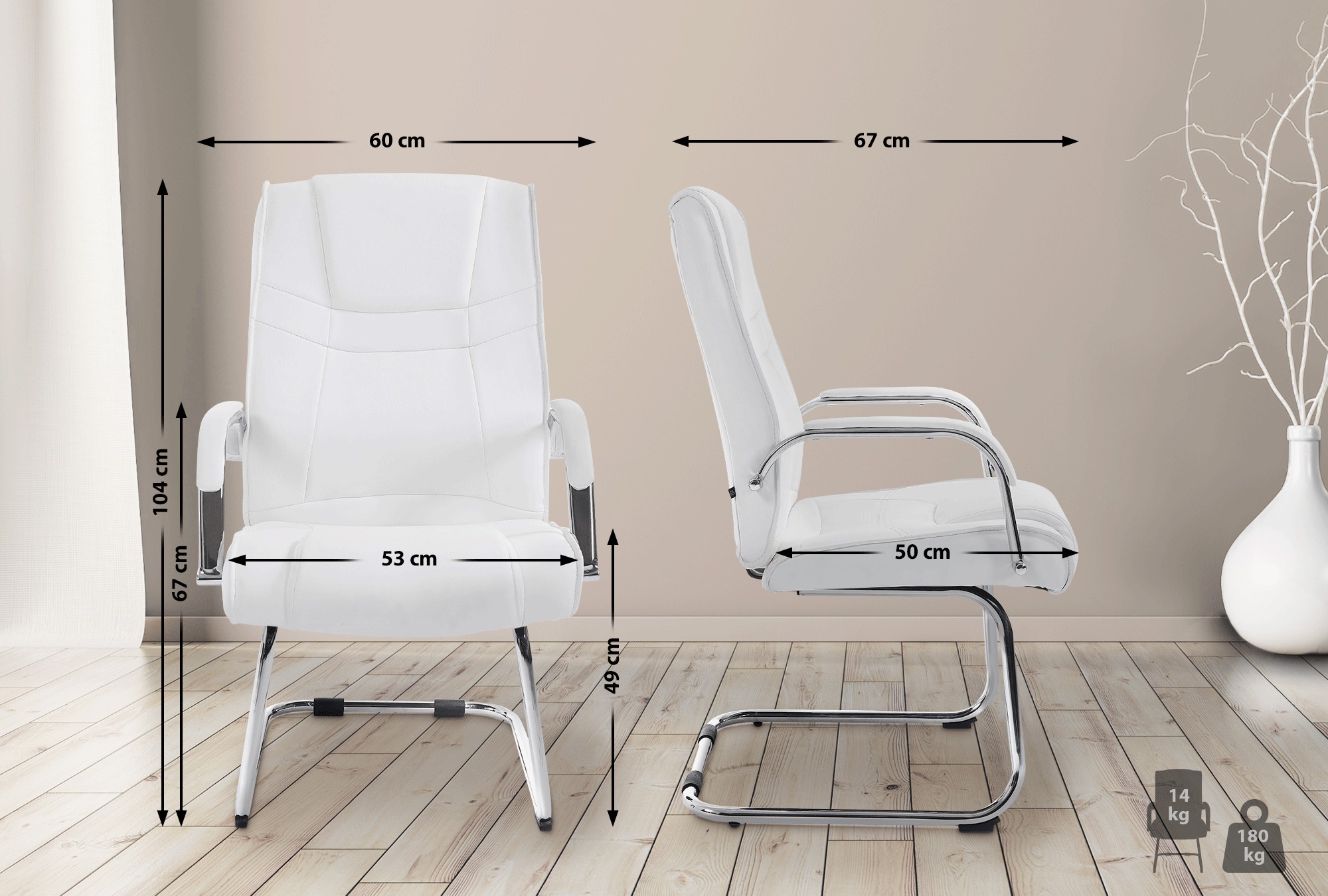 Silla Cantiléver XXL Attila Blanco