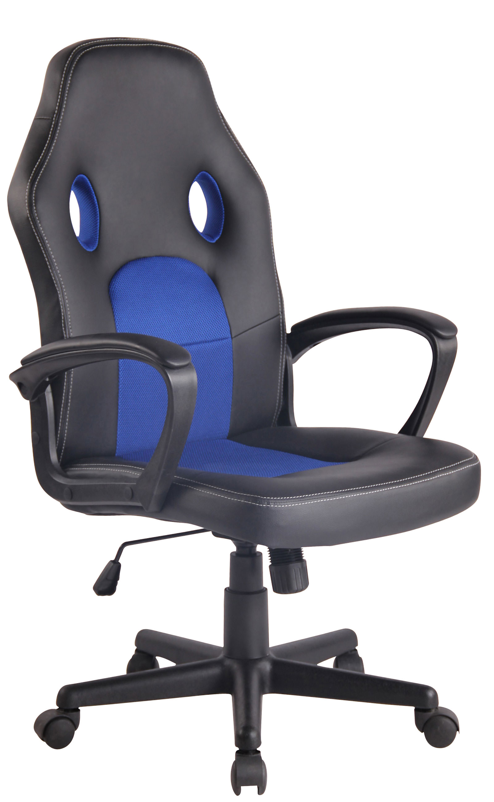 Silla de oficina Elbing en Cuero PU Negro/azul