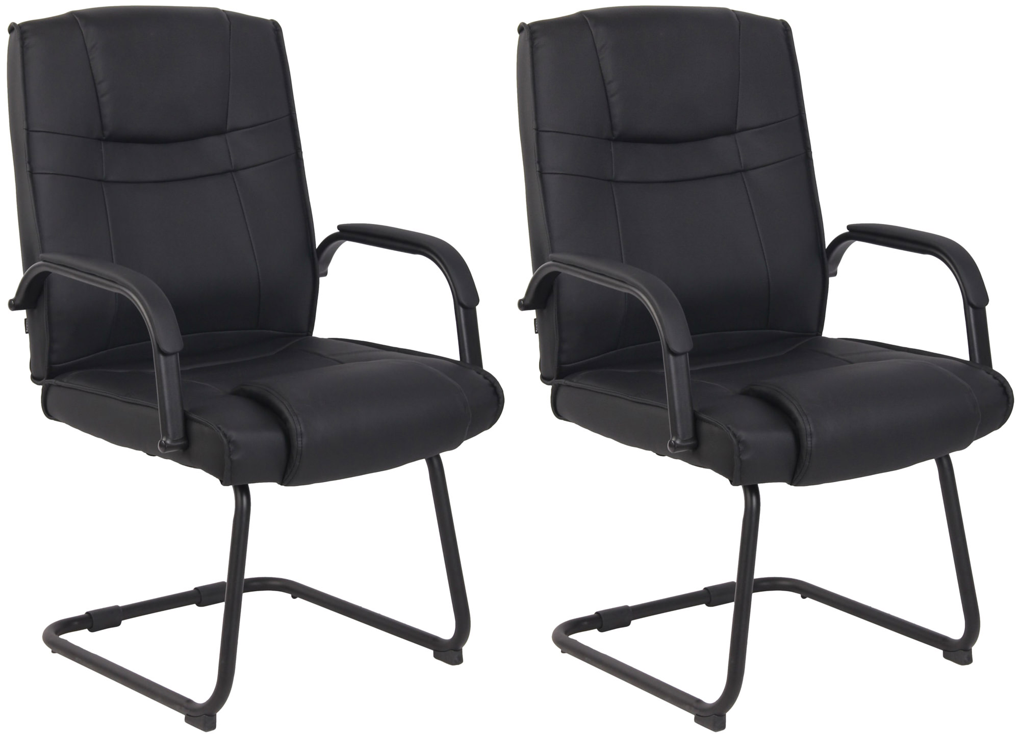 Set de 2 sillas cantilever XXL Attila en polipiel Negro/negro